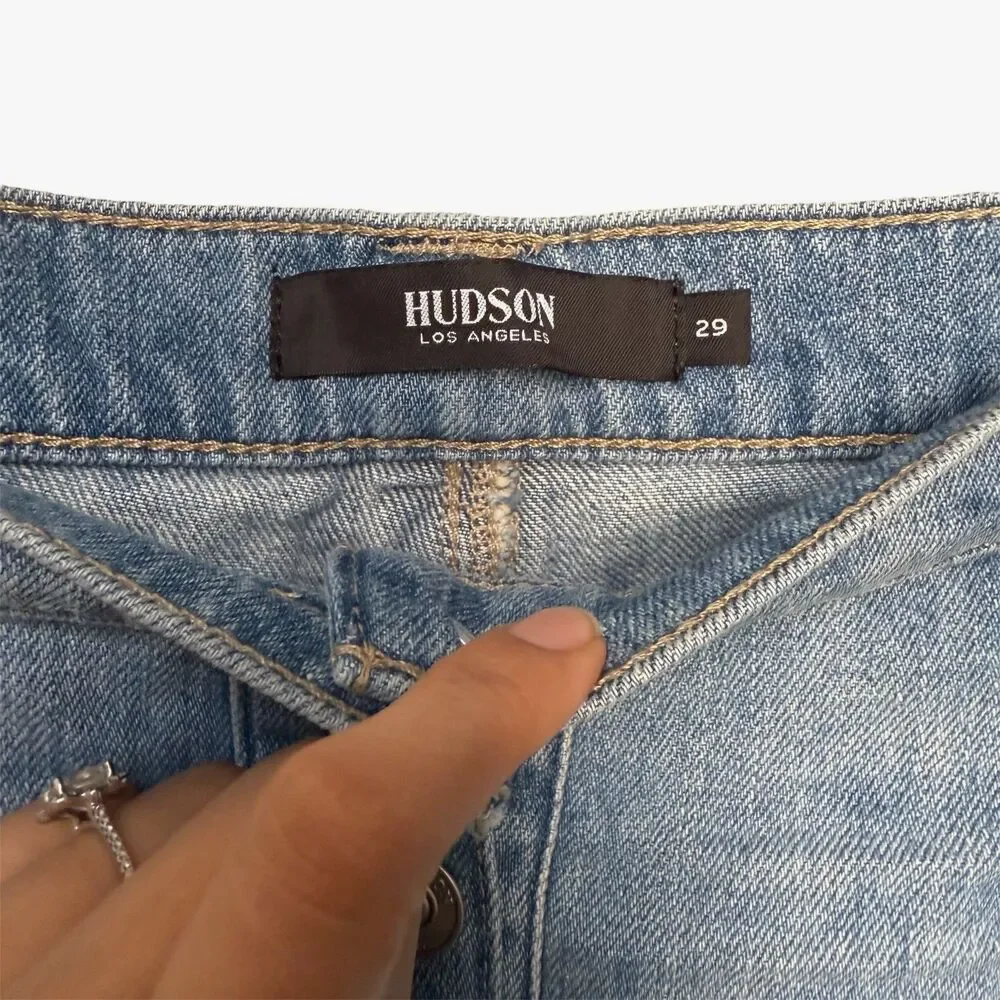 Hudson Jeans Midi Pencil Denim Skirt Light Wash Size 29 Button Front - Picture 4 of 10